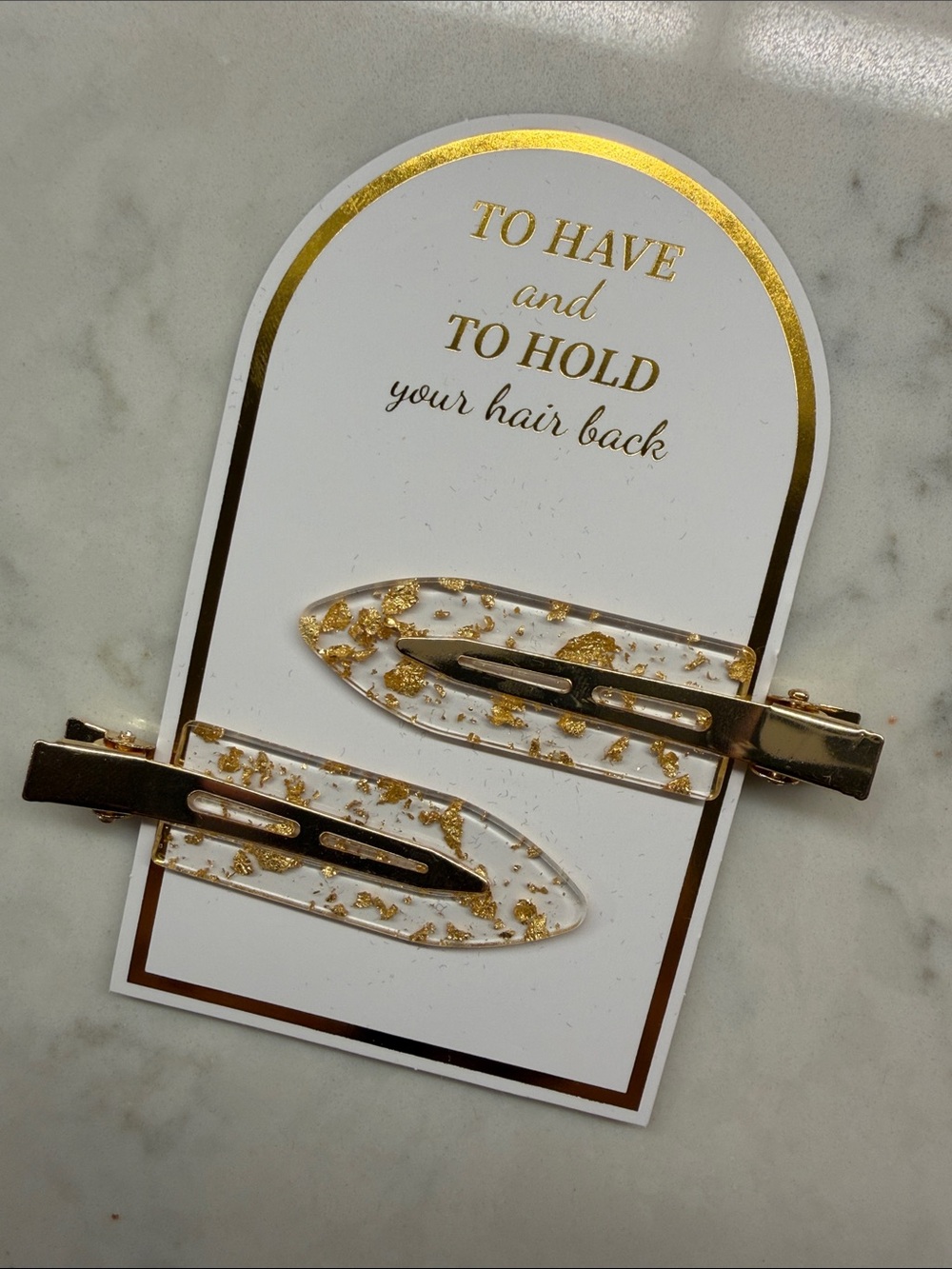 Gold Flake Clear Resin Hair Clips bridesmaid accessories